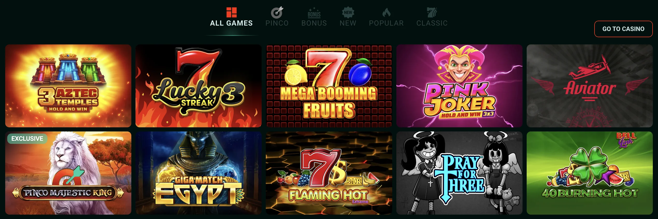 pinco casino games